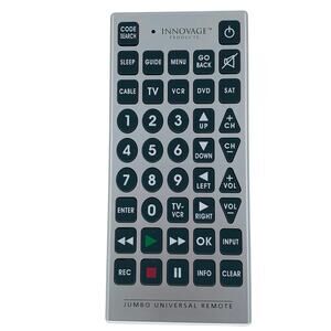Innovage Jumbo Universal Remote Control TV VCR Large Preowned Silver Elderly